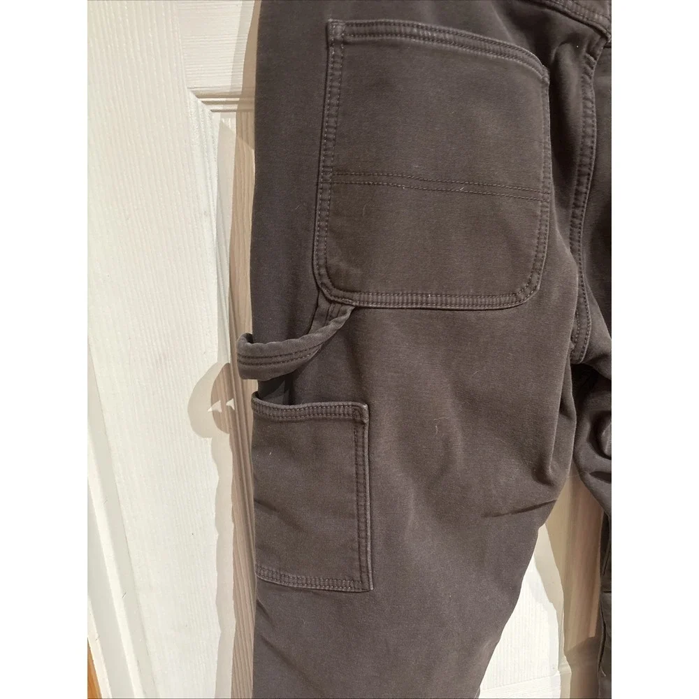 Blue Star Flannel Lined Brown Utility Carpenter Jeans Pants Mens Size 36x32
